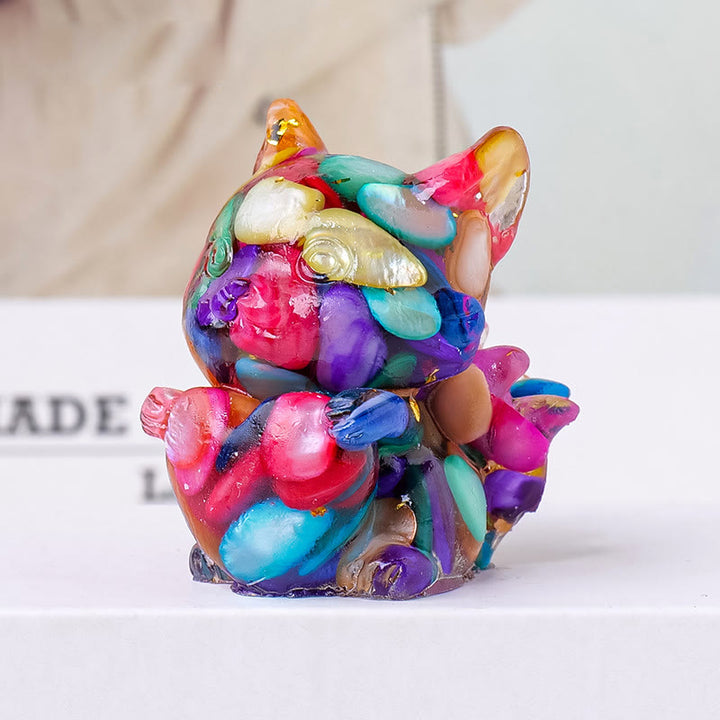 Olivenorma Crystal Epoxy Heart Nine-Tailed Fox Gemstone Decoration - Colored Shells - image 21