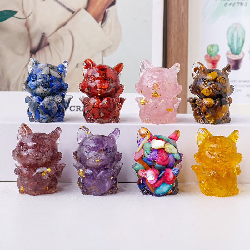 Olivenorma Crystal Epoxy Heart Nine-Tailed Fox Gemstone Decoration - image 1