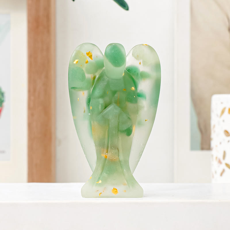 Olivenorma Crystal Epoxy Angel Gemstone Decoration - Green Aventurine - image 8
