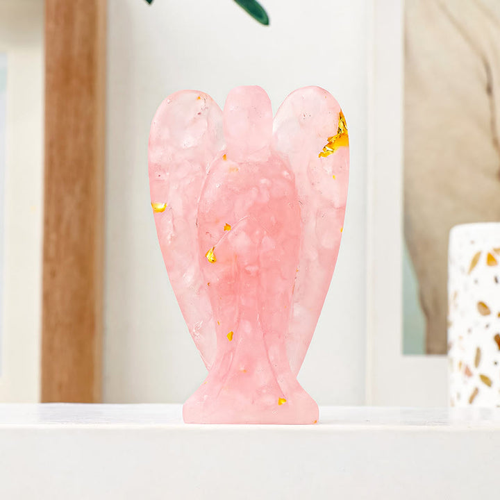 Olivenorma Crystal Epoxy Angel Gemstone Decoration - Rose Quartz - image 16