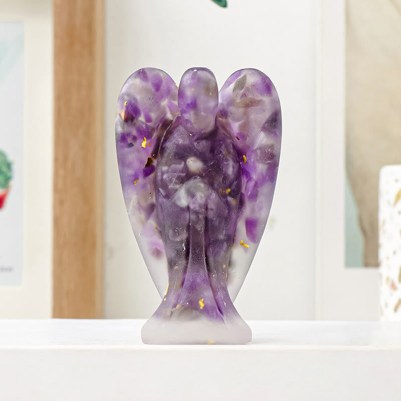 Olivenorma Crystal Epoxy Angel Gemstone Decoration - Amethyst - image 4