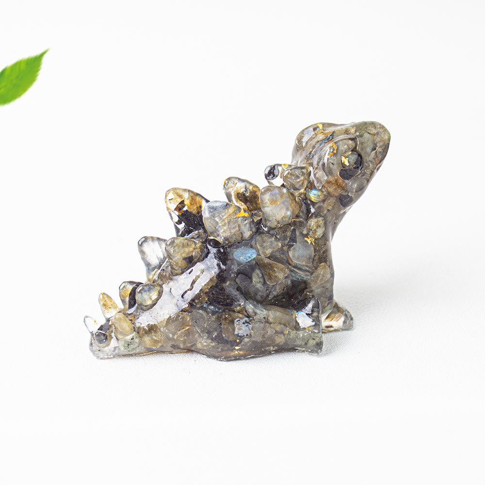Olivenorma Crystal Epoxy Cute Little Dinosaur Gemstone Decoration - Labradorite - image 10
