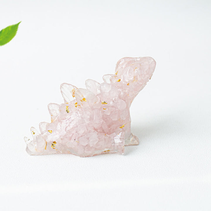 Olivenorma Crystal Epoxy Cute Little Dinosaur Gemstone Decoration - Rose Quartz - image 18