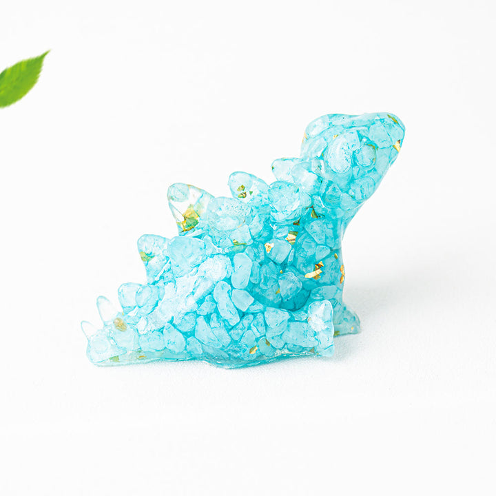 Olivenorma Crystal Epoxy Cute Little Dinosaur Gemstone Decoration - Aquamarine - image 4