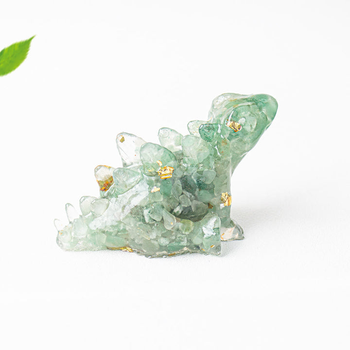 Olivenorma Crystal Epoxy Cute Little Dinosaur Gemstone Decoration - Green Aventurine - image 8