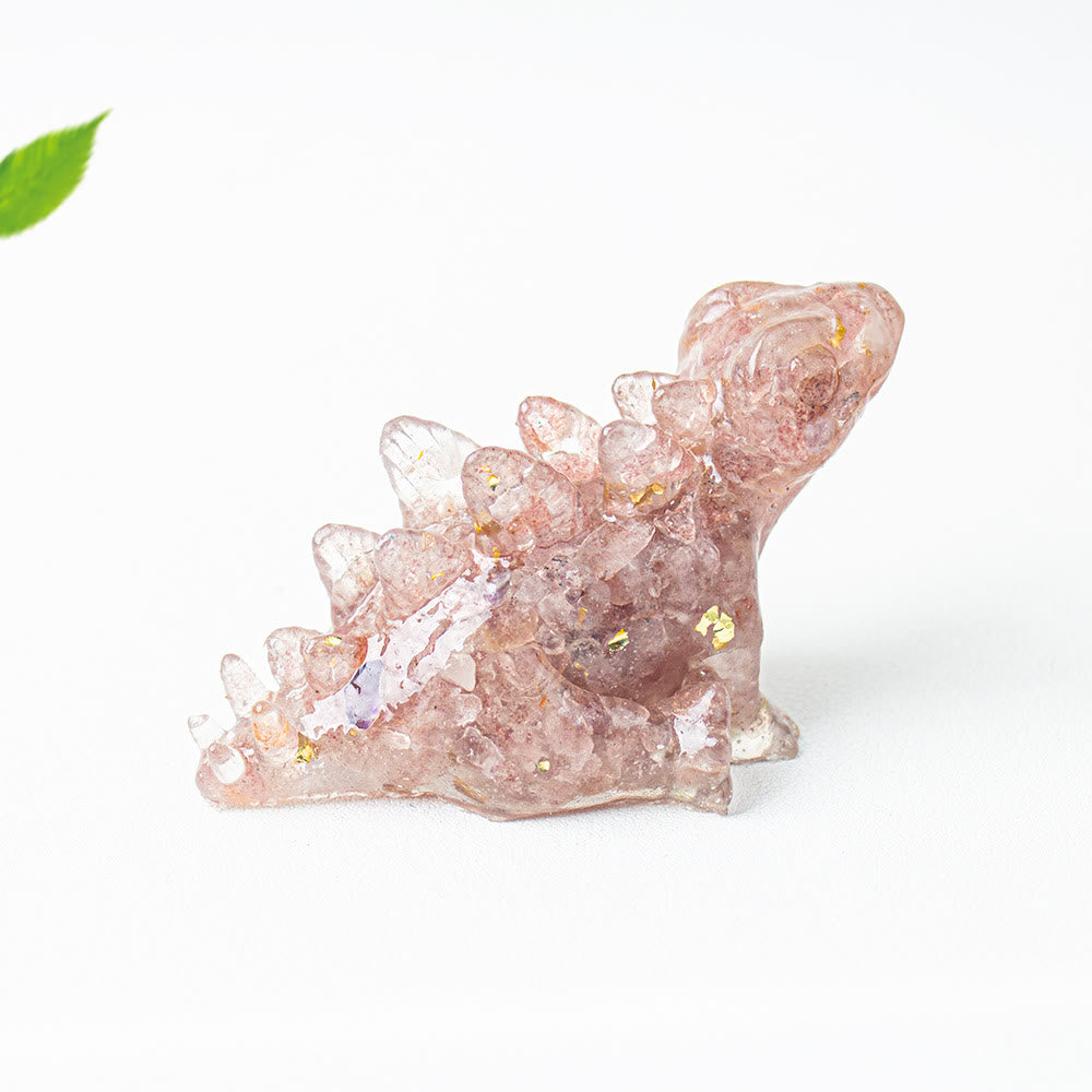 Olivenorma Crystal Epoxy Cute Little Dinosaur Gemstone Decoration - Strawberry Quartz - image 22