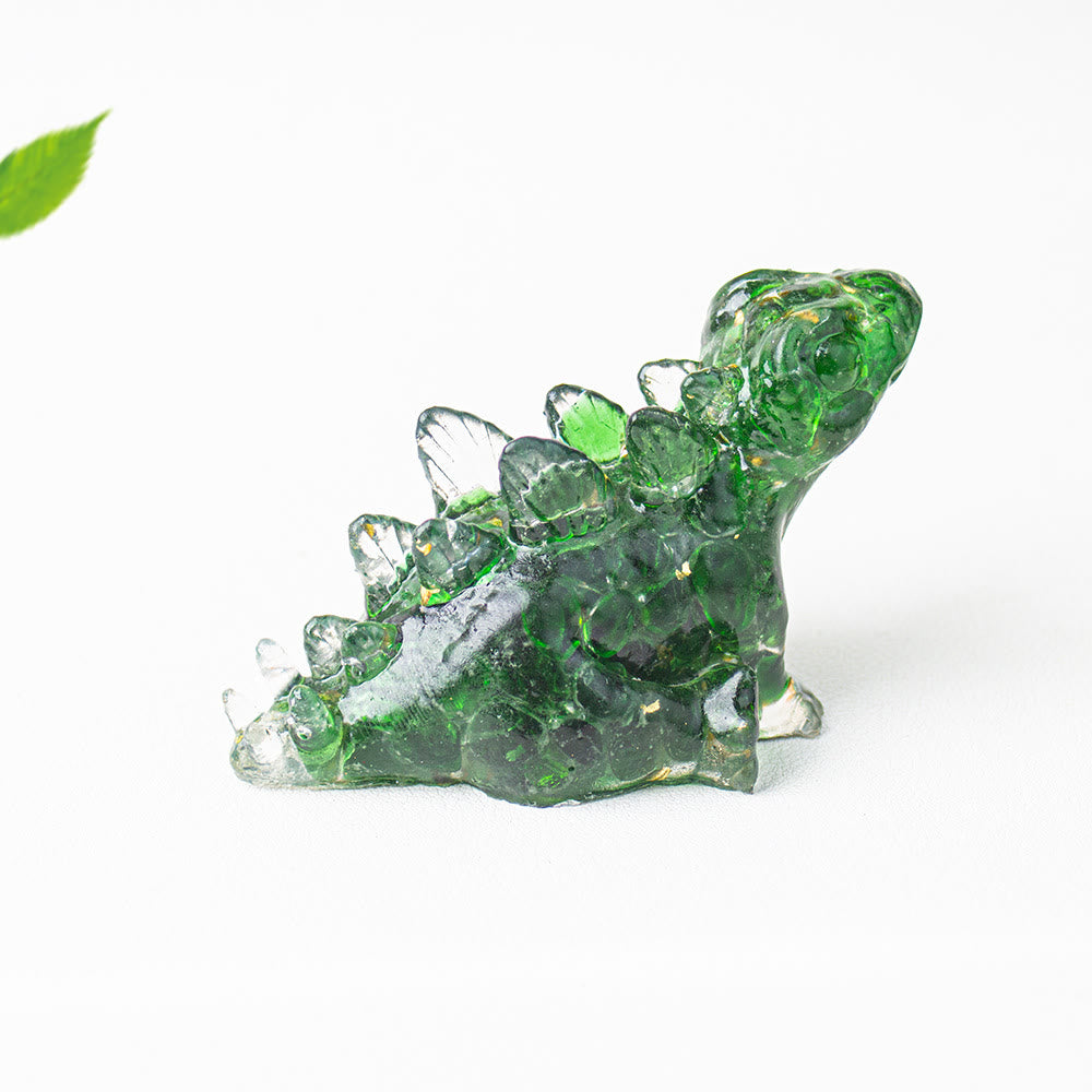 Olivenorma Crystal Epoxy Cute Little Dinosaur Gemstone Decoration - Green Glass - image 27