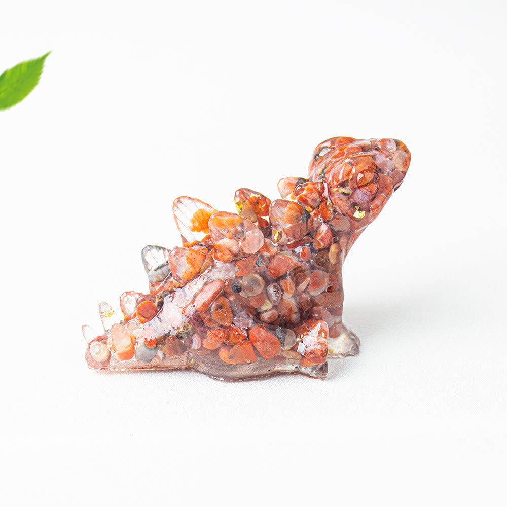 Olivenorma Crystal Epoxy Cute Little Dinosaur Gemstone Decoration - Red Agate - image 14