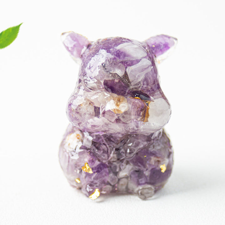 Olivenorma Crystal Epoxy Cute Hamster Gemstone Decoration - Amethyst - image 3