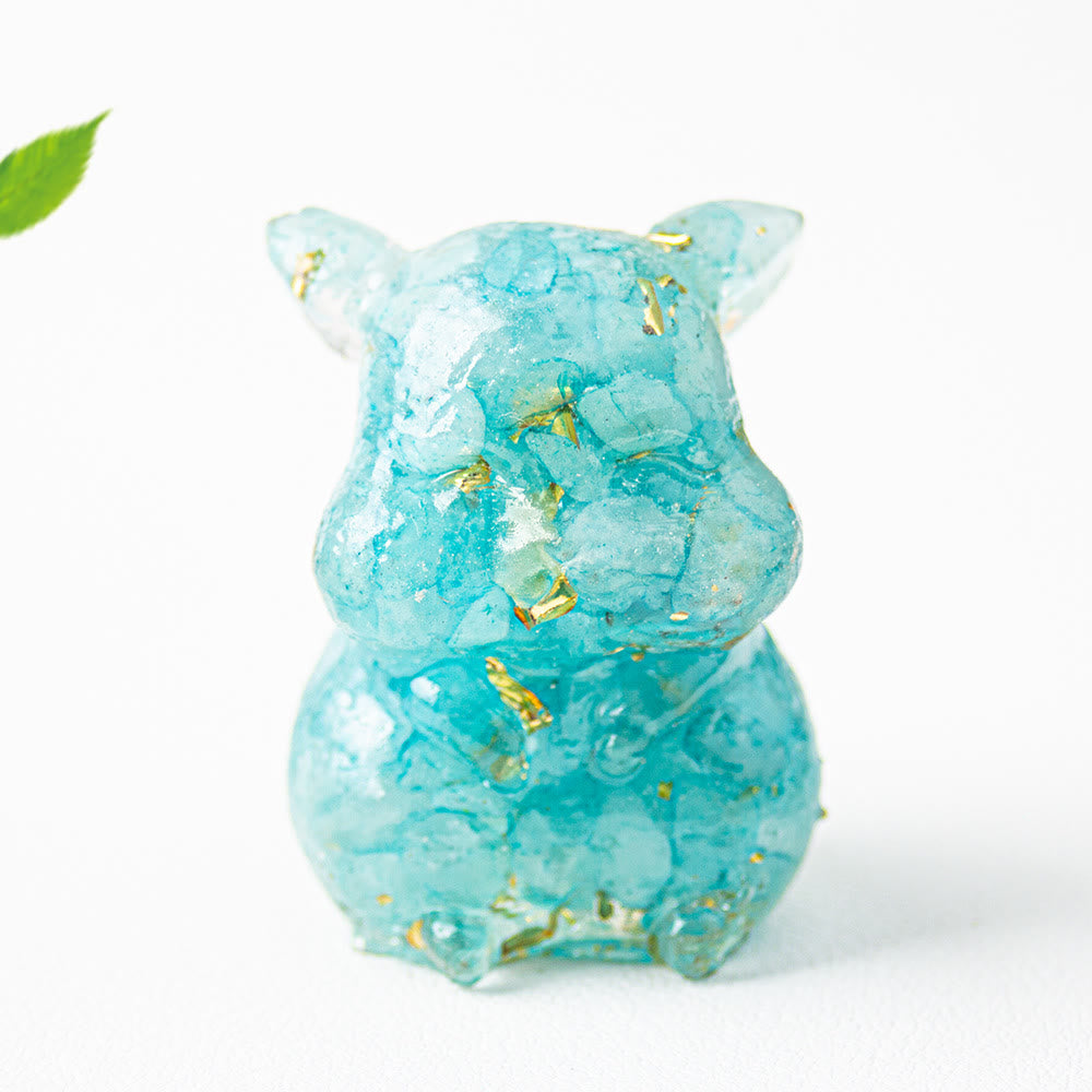 Olivenorma Crystal Epoxy Cute Hamster Gemstone Decoration - Aquamarine - image 5