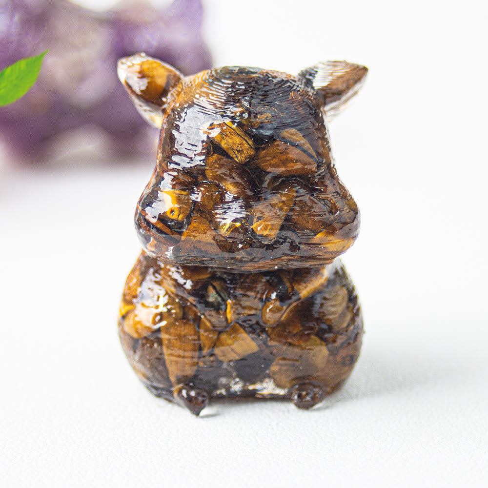 Olivenorma Crystal Epoxy Cute Hamster Gemstone Decoration - Tiger Eye - image 15