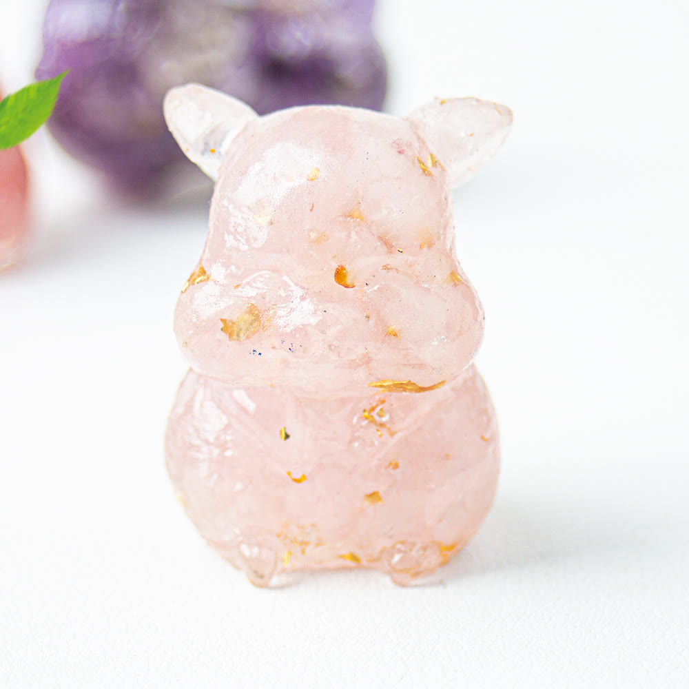 Olivenorma Crystal Epoxy Cute Hamster Gemstone Decoration - Rose Quartz - image 13