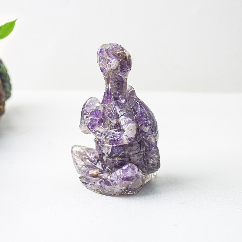 Olivenorma Crystal Epoxy Meditating Turtle Gemstone Decoration - Charoite - image 12
