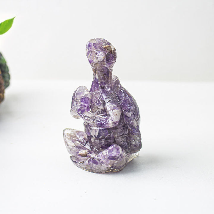 Olivenorma Crystal Epoxy Meditating Turtle Gemstone Decoration - Charoite - image 12