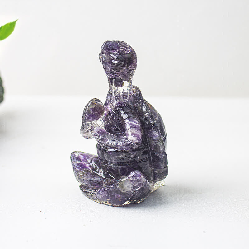 Olivenorma Crystal Epoxy Meditating Turtle Gemstone Decoration - Amethyst - image 6