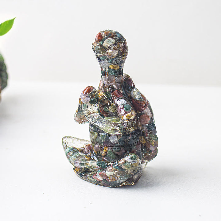 Olivenorma Crystal Epoxy Meditating Turtle Gemstone Decoration - Ocean Jasper - image 54