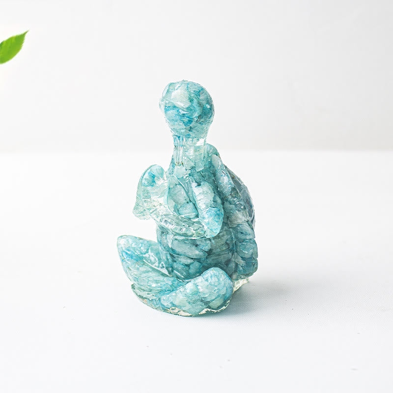 Olivenorma Crystal Epoxy Meditating Turtle Gemstone Decoration - Aquamarine - image 8