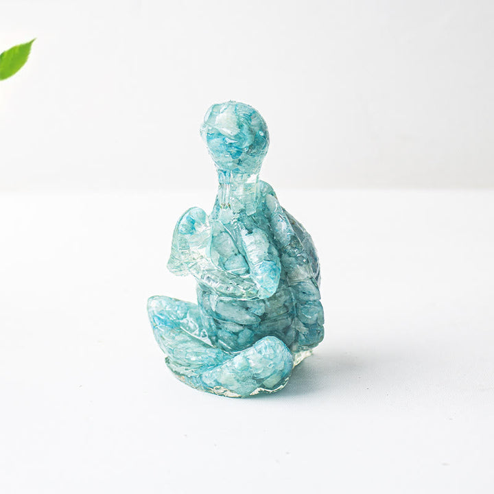 Olivenorma Crystal Epoxy Meditating Turtle Gemstone Decoration - Aquamarine - image 8