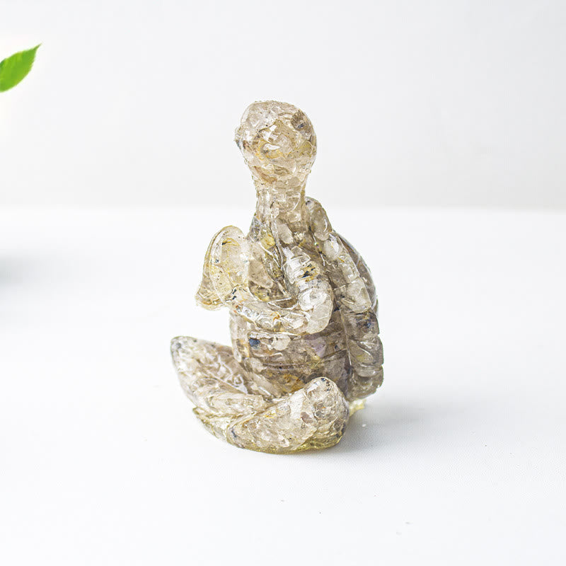 Olivenorma Crystal Epoxy Meditating Turtle Gemstone Decoration - Gold Rutilated Quartz - image 23