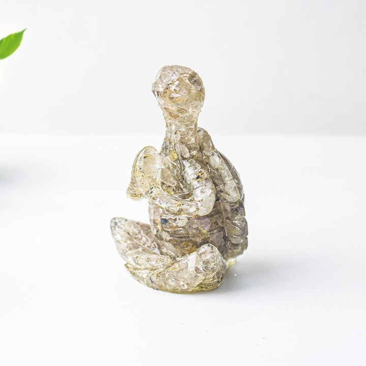 Olivenorma Crystal Epoxy Meditating Turtle Gemstone Decoration - Gold Rutilated Quartz - image 23