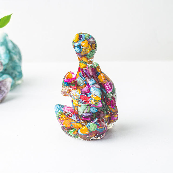 Olivenorma Crystal Epoxy Meditating Turtle Gemstone Decoration - Colored Shells - image 51