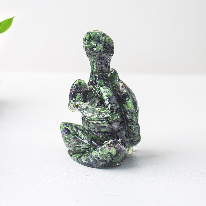 Olivenorma Crystal Epoxy Meditating Turtle Gemstone Decoration - Ruby Zoisite - image 41