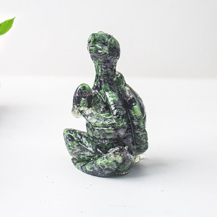 Olivenorma Crystal Epoxy Meditating Turtle Gemstone Decoration - Ruby Zoisite - image 41