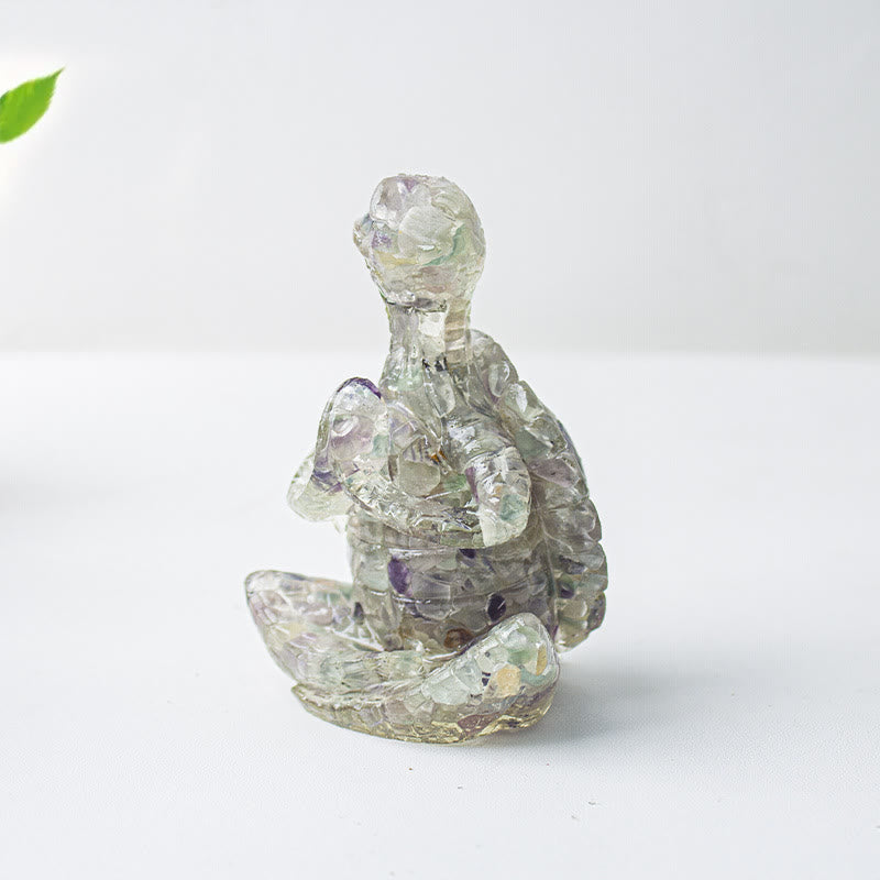Olivenorma Crystal Epoxy Meditating Turtle Gemstone Decoration - Rainbow Fluorite - image 35