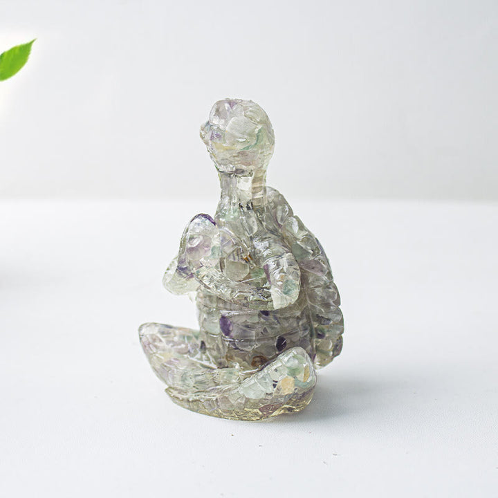Olivenorma Crystal Epoxy Meditating Turtle Gemstone Decoration - Rainbow Fluorite - image 35