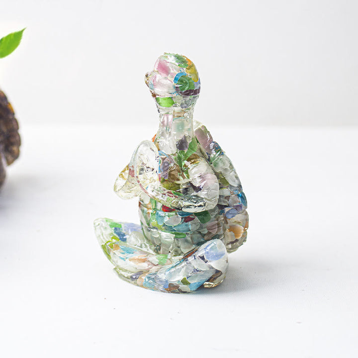 Olivenorma Crystal Epoxy Meditating Turtle Gemstone Decoration - Cat's Eye Stone - image 10