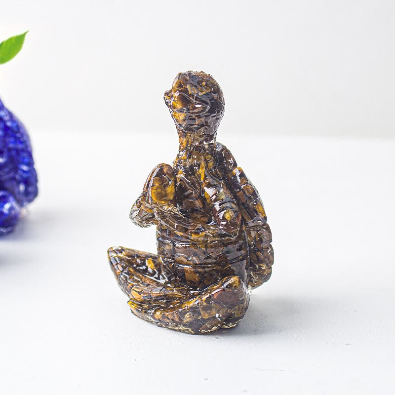 Olivenorma Crystal Epoxy Meditating Turtle Gemstone Decoration - Tiger Eye - image 43
