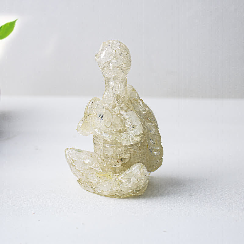 Olivenorma Crystal Epoxy Meditating Turtle Gemstone Decoration - Clear Crystal - image 16