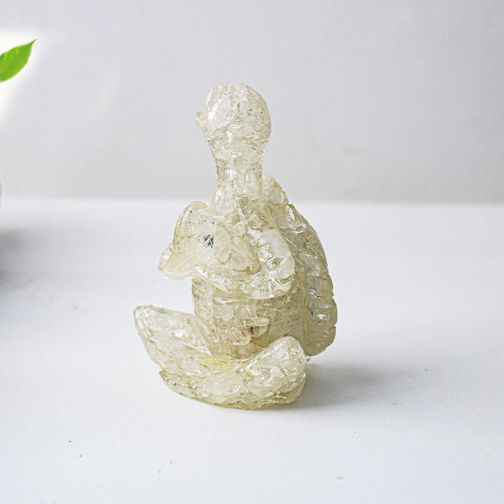 Olivenorma Crystal Epoxy Meditating Turtle Gemstone Decoration - Clear Crystal - image 16