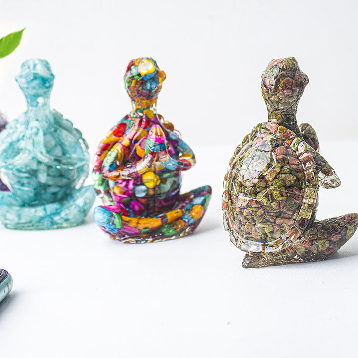 Olivenorma Crystal Epoxy Meditating Turtle Gemstone Decoration - image 2