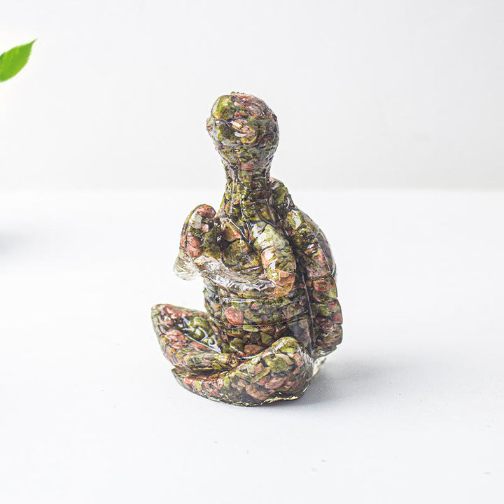Olivenorma Crystal Epoxy Meditating Turtle Gemstone Decoration - Unakite - image 47