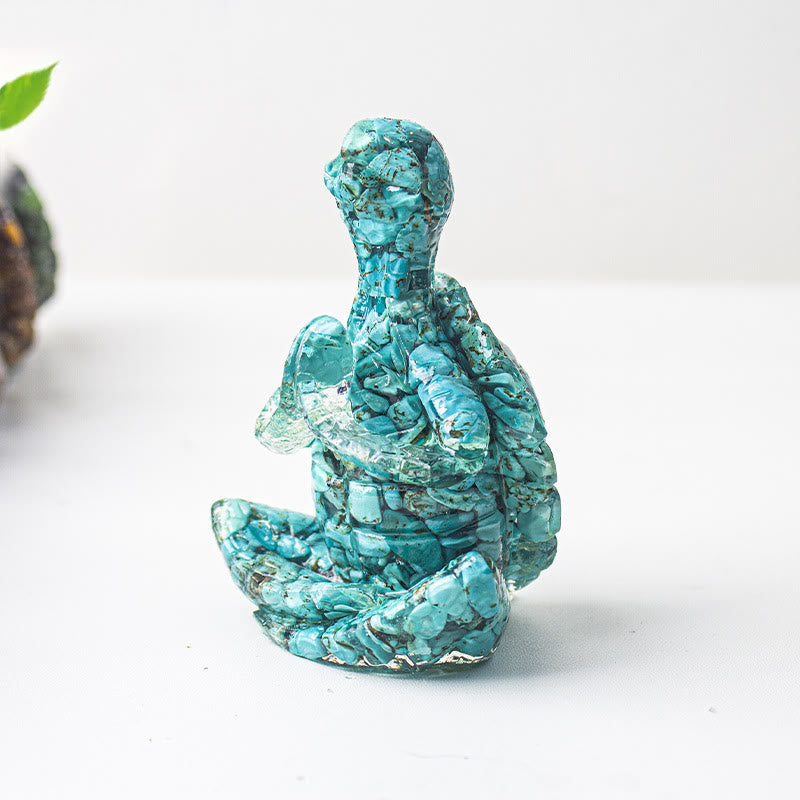 Olivenorma Crystal Epoxy Meditating Turtle Gemstone Decoration - Turquoise - image 45