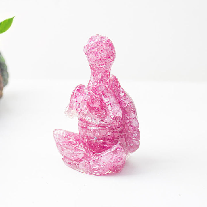 Olivenorma Crystal Epoxy Meditating Turtle Gemstone Decoration - Pink Crystal - image 33