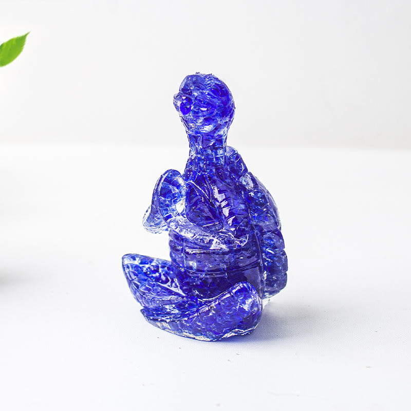 Olivenorma Crystal Epoxy Meditating Turtle Gemstone Decoration - Blue Glass - image 56