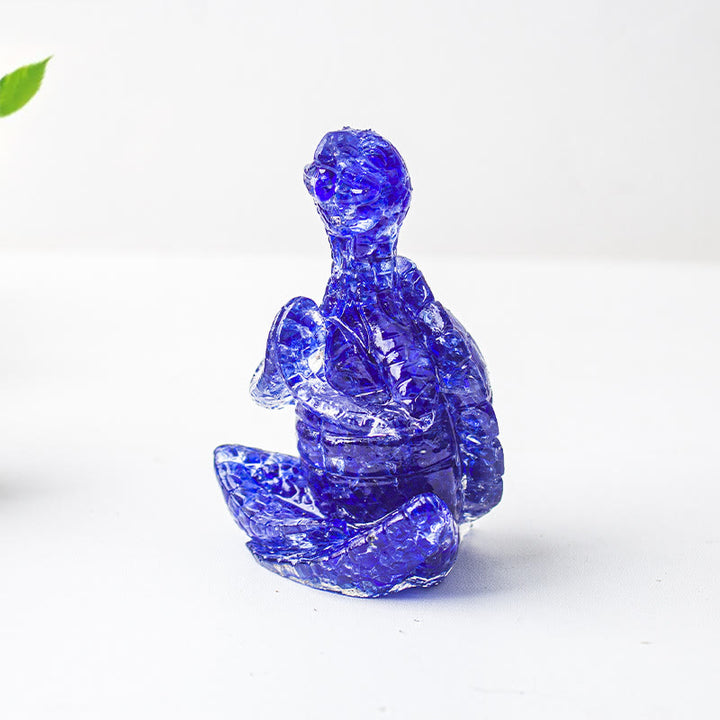 Olivenorma Crystal Epoxy Meditating Turtle Gemstone Decoration - Blue Glass - image 56