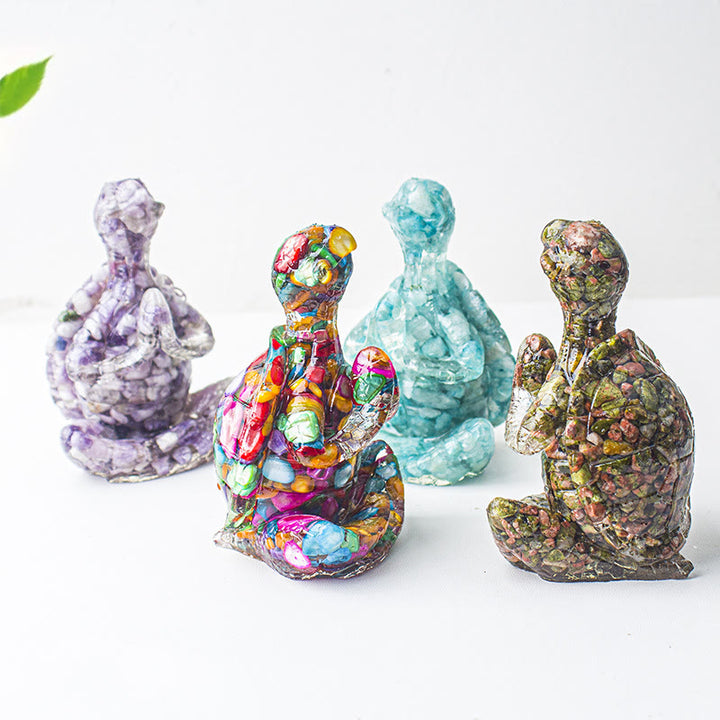 Olivenorma Crystal Epoxy Meditating Turtle Gemstone Decoration - image 3