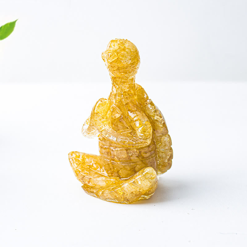 Olivenorma Crystal Epoxy Meditating Turtle Gemstone Decoration - Yellow Agate - image 55