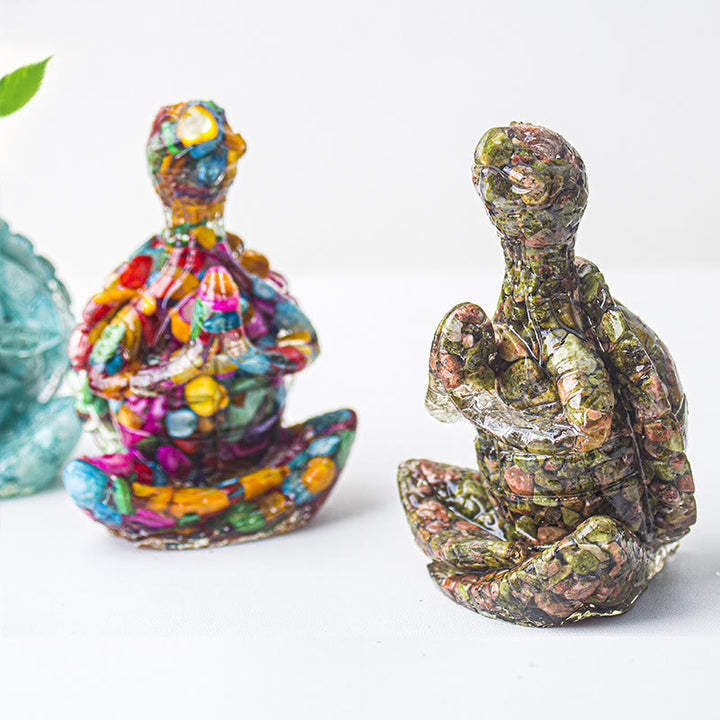 Olivenorma Crystal Epoxy Meditating Turtle Gemstone Decoration - image 0