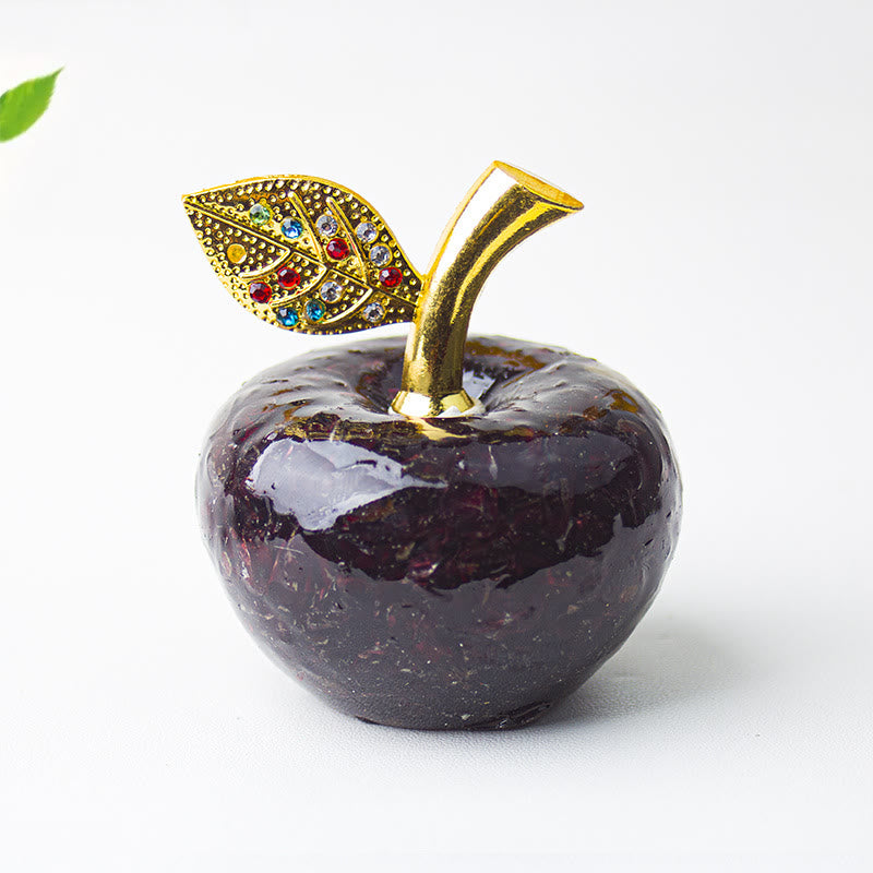 Olivenorma Crystal Epoxy Gold Leaf Apple Gemstone Decoration - Garnet - image 15