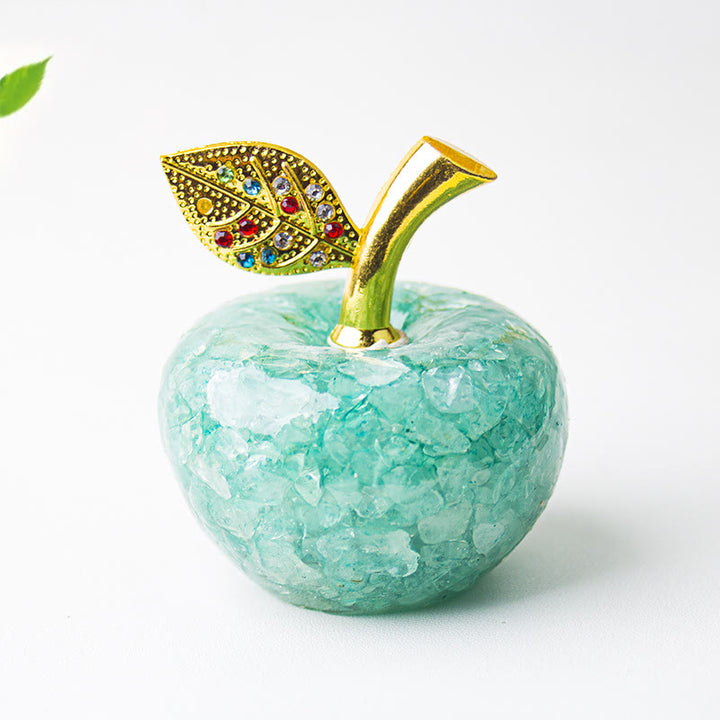 Olivenorma Crystal Epoxy Gold Leaf Apple Gemstone Decoration - Aquamarine - image 5