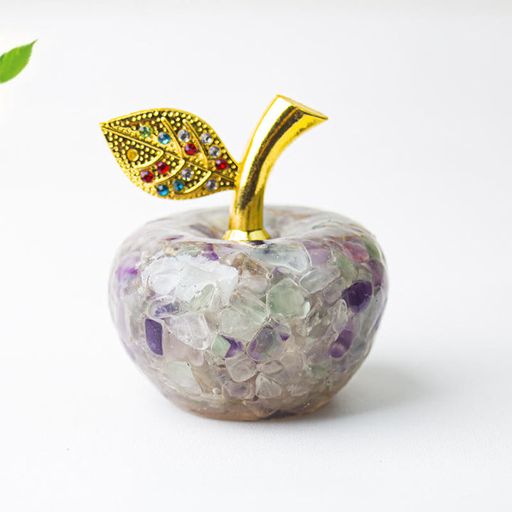 Olivenorma Crystal Epoxy Gold Leaf Apple Gemstone Decoration - Rainbow Fluorite - image 23