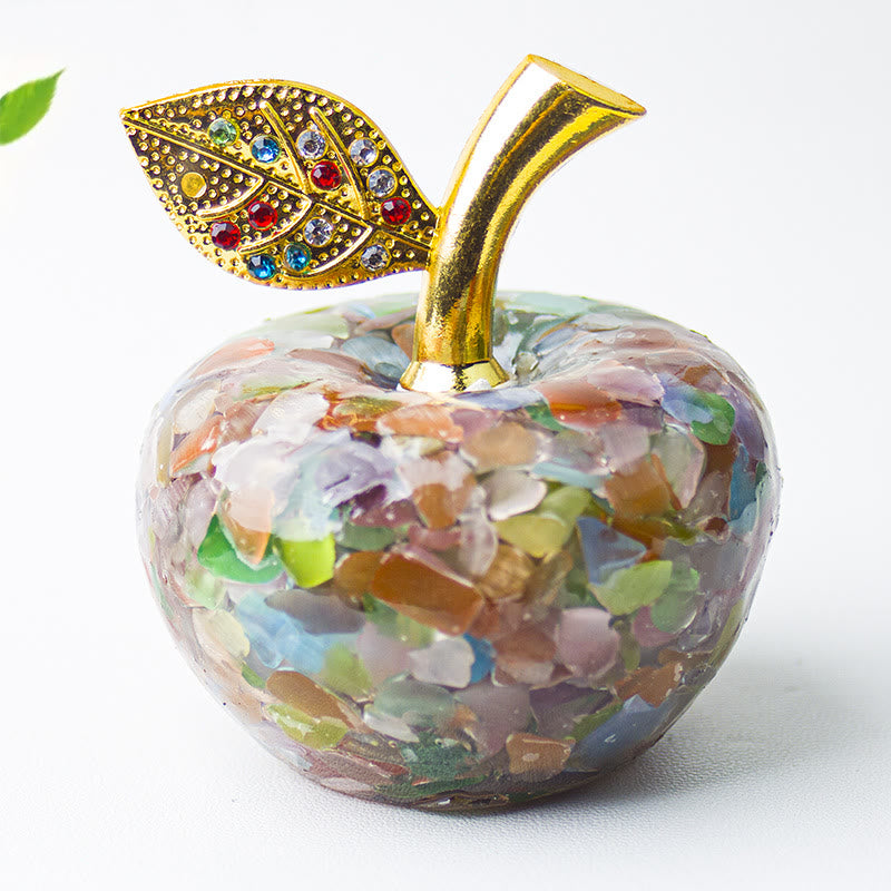 Olivenorma Crystal Epoxy Gold Leaf Apple Gemstone Decoration - Cat's Eye Stone - image 7