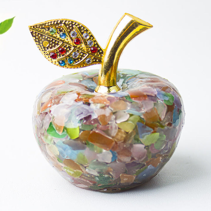 Olivenorma Crystal Epoxy Gold Leaf Apple Gemstone Decoration - Cat's Eye Stone - image 7