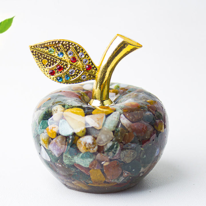 Olivenorma Crystal Epoxy Gold Leaf Apple Gemstone Decoration - Ocean Jasper - image 43