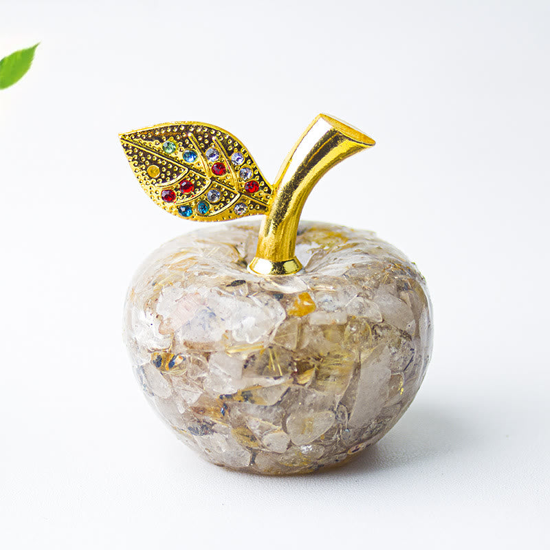 Olivenorma Crystal Epoxy Gold Leaf Apple Gemstone Decoration - Gold Rutilated Quartz - image 17