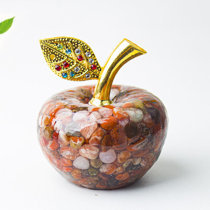 Olivenorma Crystal Epoxy Gold Leaf Apple Gemstone Decoration - Red Agate - image 25